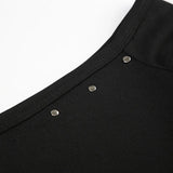 KYLETHOMASW  -  Splicing diagonal collar long sleeved T-shirt with asymmetrical slit design, slimming top for spicy girls