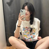 KYLETHOMASW  -  Japanese Fun Cartoon Graffiti Doll Printed Short Sleeve T-shirt Women Fresh College Style Sweet Spicy Ins Top