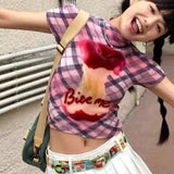 KYLETHOMASW  -  high neck short sleeved women's summer new print slim fit T-shirt, sweet and cool spicy girl top