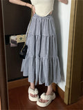 KYLETHOMASW  -    A-Line Women Skirts Summer Plaid Chic Loose Sweet High Waist Slim New Casual  Office Lady All Match Daily