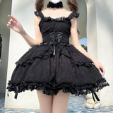 KYLETHOMASW  -  Original Design Lolita Dress Lace Border Pettiskirt Ballet Style Light Flower Wedding Jsk Halter Dresses Girl