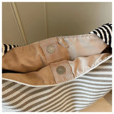 KYLETHOMASW  -  Korean Canvas Women Shoulder Bag Female Student Tote Shopper Bag Stripe Large Fashion Ladies Hand Bags Girl Woman Handbags