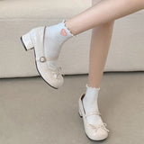 KYLETHOMASW  -  Round Toe JK Women Mary Jane Shoes Ladies Concise Outdoor Butterfly-knot Pumps Spring Autumn Women's Leather Shoes