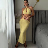 KYLETHOMASW  -  Women's Summer Skirt 2-piece Set Sexy Bikini Camisole Knit Maxi Skirt Set Beach Vacation Party New Women's Dress Sets