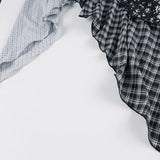 KYLETHOMASW  -  Y2k Low Waist Patchwork Flower Print Irregular Fashion Slight Strech Mid-length Skirts