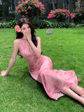 KYLETHOMASW  -  Women's Print Long Dresses Elegant V-neck Sleeveless Bodycon Evening Party Dress New Fashion Slim Waist Vestidos Mujer New Robe