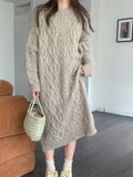 KYLETHOMASW  -  Stylish Sweaters Straight Dress Women Vintage Warm Straight  Chic Gentle OL Loose Winter Knitted Thicken