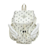 KYLETHOMASW  -  Kawaii Polka Dot Angel Wing Drawstring Backpack Women Lace Ruffle Lolita Student School Bag Sweet Daily Travel Mini Rucksack