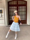 KYLETHOMASW  -  Lace Tiered Skirt Women Light Blue Sheer Chiffon Cake Dress Summer Boho Elegant Midi Skirt Beach Vacation Outfit Hot Sale