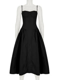 KYLETHOMASW  -  Elegant Spaghetti Strap Dress Women French Retro Party Slim A Line Solid Dress New Summer Off Shoulder Lady Vestidos