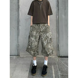 KYLETHOMASW  -  Women American Vintage Leopard 2000s Jorts Denim Shorts Japanese Harajuku Jean Cargo Pants Kpop Y2k Grunge High Street