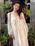 KYLETHOMASW  -  French Popular White Dress Women Casual Long Sleeve Elegant Dresses Sea Beach Holiday Temperament Embroidered Korean Clothing