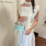 KYLETHOMASW  -  Women Sweet Polka Dot Patent Leather Underarm Bag Small Flap Design Single Short Handle Shoulder Bags Cute Daily Dating Handbags