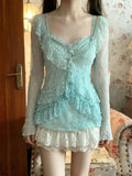 KYLETHOMASW  -  Vintage Style Sweet Girl Lace Cardigan + Polka Dot Camisole + Short Skirt Suiit Japanese Style Elegant 3-piece Set Summer