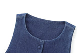 KYLETHOMASW  -  British Minimalist Women's Single Breasted Denim Vest Tank Tops Sleeveless Jacket Women