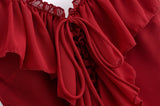KYLETHOMASW  -  Sexy Women Ruffle V Neck Red Sling Long Dress Fashion Backless Sleeveless Elegant A-line Party Maxi Vestidos Summer