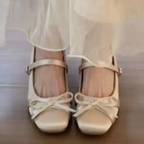 KYLETHOMASW  -  French Bow Thick Heel Single Buckle Mary Jane Shoes for Women 2025 New Summer with Skirt Comfortable and Lightweight High Heels