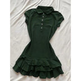 KYLETHOMASW  -  Ruffles Women Dresses Spring Summer Solid Preppy Style Y2k Vestidos Mujer Korean Fashion A-line Vintage Sexy Mini Dress
