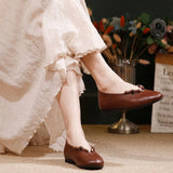 KYLETHOMASW  -  Vintage Handmade Beaded Shallow Single Shoes 2026 Spring and Summer New Red Flat Soft-Soled Mary Jane Shoes Genuine Leather