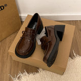 KYLETHOMASW  -  New Spring College Style Platform Women Loafers Shoes Fashion Shallow Slip On Shoes Elegant Thick Heel Leather Shoes