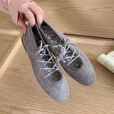 KYLETHOMASW  -  Autumn Cross Tied Round Toe Flat Shoes Women Retro Comfort Casual Shoes Shallow Ballet Style Elegant Mary Jane Shoes Women