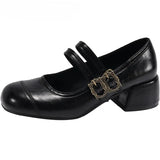 KYLETHOMASW  -  New Spring Thick Heel Women Mary Jane Shoes Fashion Metal Buckle Strap Shoes Ladies Outdoor Slip On Elegant Dress Pumps