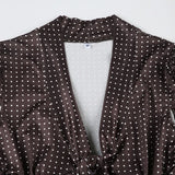 KYLETHOMASW  -  American style light mature V-neck lace up pleated slim fit shoulder T-shirt new polka dot short sleeved top