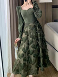 KYLETHOMASW  -  Autumn Vintage Casual Women Dress Elegant and Chic A-Line Party Prom Dresses Fashion New Patchwork Female Vestidos Robe Mujers