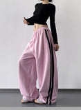 KYLETHOMASW  -  Y2K Vintage Striped Sweatpants Women Harajuku Japanese Oversize Baggy Pants Retro High Waist Loose Casual Streetwear Trousers