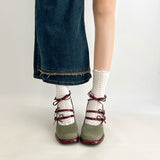 KYLETHOMASW  -  Designer Luxury Spring Thick Heel Women Mary Jane Shoes Butterfly-knot Buckle Strap Shoes Ladies Elegant Dancing Party Pumps