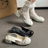 KYLETHOMASW  -  Sweet Style Polka Dot Bow Thick Heel Shallow Mouth Single Shoes Spring New High-heeled Mary Jane Shoes with Single Strap