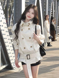 KYLETHOMASW  -  White Standing Collar Windbreaker Women's Short Style Autumn New Item Small Fashionable Temperament Spring and Autumn Coat