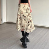 KYLETHOMASW  -  Women's Fashion Printed Milk Silk Skirt Low Waist Slimming Hot Girl Mid-Length