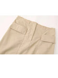 Kylethomasw  Woman Chic High Waist Slim Hem Slit Skirts Women Elegant Casual Khaki Zipper Pocket Decorate Long Skirt Streetwear