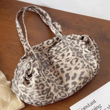 KYLETHOMASW  -  Y2k Aesthetic Harajuku Leopard Handbags Women Grunge Casual Pleated Shoulder Bags All Match Streetwear Travel Underarm Bag