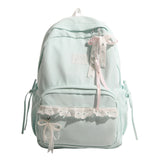 KYLETHOMASW  -  Women's Nylon Lace Bow Backpack Sweet Fresh Aesthetic Daily School Casual Book Bags New Fashion Student Back Packs