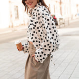 KYLETHOMASW  -  Women's College Style Drawstring Long Sleeve Short Polka Dot Jacket Shirt Style Outerwear Comfortable Casual Leisure