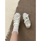 KYLETHOMASW  -  White Thick Heel Internal Heightening Light Mouth Polka Dot Single Shoes Women Match Skirts Fashion Versatile Mary Janes