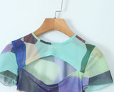 KYLETHOMASW  -  Floral Printed Mesh T-Shirts Tops Sheer Sexy Chic Hollow Out Backless Elastic Women Slim Ladies Y2k Cute Mesh Top Tshirts
