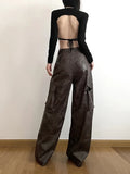 Kylethomasw  Brown Classic Retro All-match Casual High Street Fashionable Cool Confident Youth Hip-hop Women Autumn Straight Leg Pants