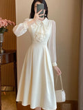 KYLETHOMASW  -  Early Spring Temperament Dresses New Long Sleeved Slim Fitting A Word Dress Thin Advanced Commuting Waist Vestido Women
