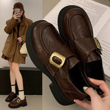 KYLETHOMASW  -  British Style Metal Buckle Women Low Heels Shoes 2025 New Fashionable Daily Dress Up Flat Shoes Outside Casual Comfortable Shoes