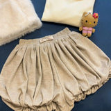 KYLETHOMASW  -  Moda Trendy Bud Loose High Waist Femme Pantalones Slim Small Fellow French Style Shorts Ruched Lovely Casual Elegant Soft Short
