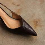 KYLETHOMASW  -  Summer Pointed Toe Stiletto Backless Leather Shallow Mouth Commuting Work Flats for Women