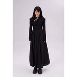 Kylethomasw Black Gothic Women Dress Elegant Vintage Y2K Long Sleeve Casual Party Bottoming Chic New Korean Fashion Harajuku Lady Midi Dress