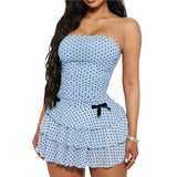 KYLETHOMASW  -  Women's Summer Dress Ruched Ruffle Mini Dress
