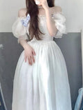KYLETHOMASW  -  France Fairy Sweet Dress Women Vintage Evening Party Midi Dresses Casual Designer Chic Princess Retro White Dress