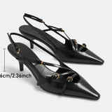 Kylethomasw   -  Brand Design Women's Med Heels Pumps Pointed Toe Buckle Sexy Party Trend Slip-on Mules Pumps Slingback Stiletto Shoes For Women