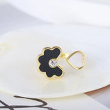 Kylethomasw European And American Jewelry Wholesale Enamel Glaze Inlaid Fritillaria Love Petals Butterfly Elegant Opening Ring Women