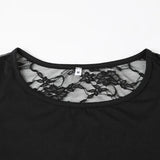 KYLETHOMASW  -  Pure desire dark style thin lace see through sexy top for women's autumn new style spicy girl round neck slim fit base T-shirt